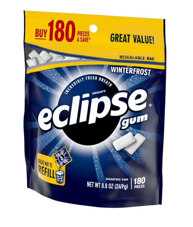 New Eclipse Winterfrost Sugar Free Chewing Gum, Value Pack – 180 Ct Bag