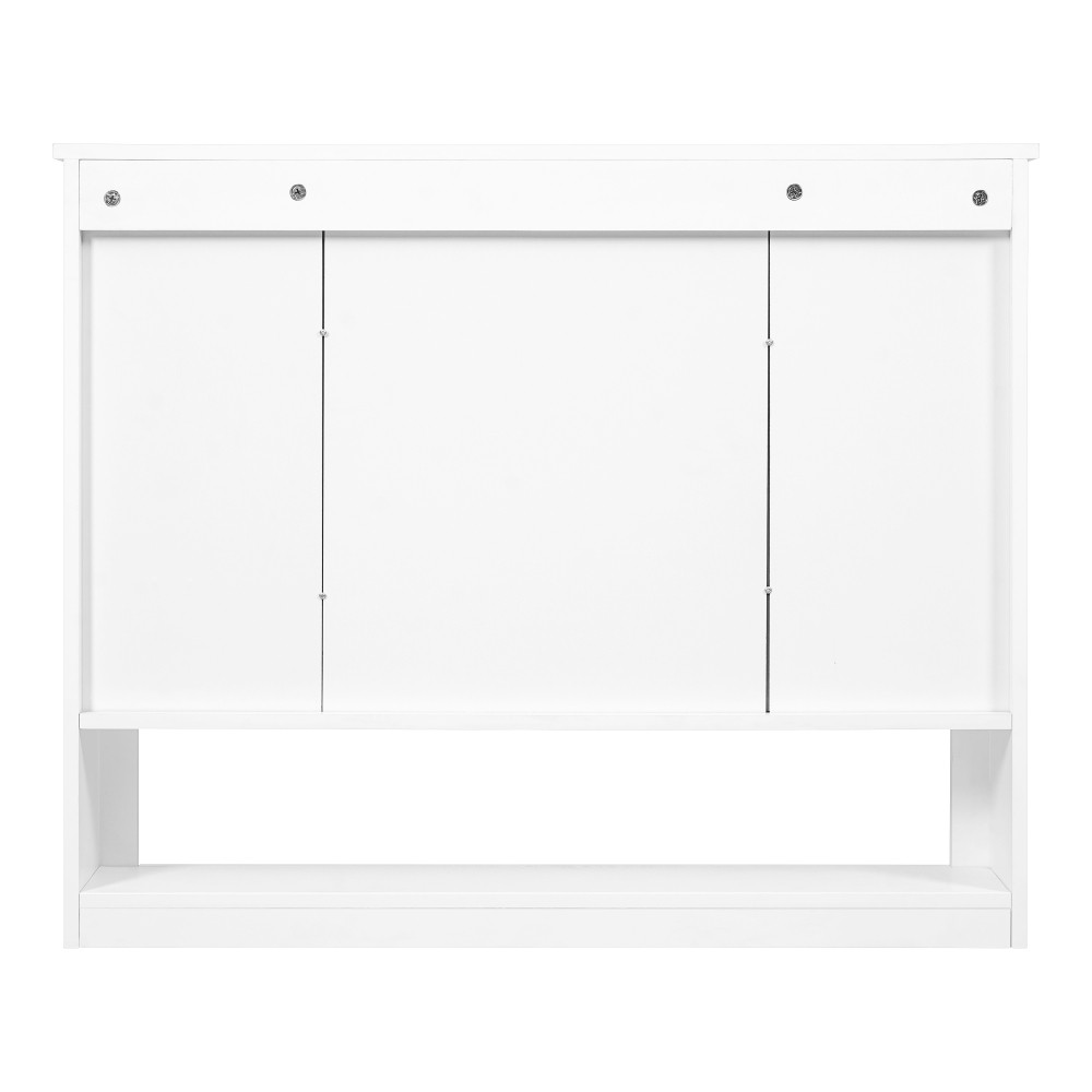 35in Bathroom Wall Cabinet w/Mirror,Wall Mounted Medicine Storage ,Open Shelf
