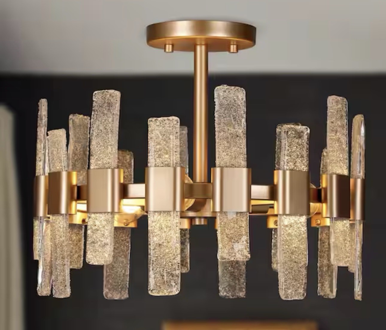 Modern Kitchen Chandelier Ceiling Light, 14.2 in. 3-Light Gold Drum Cylinder