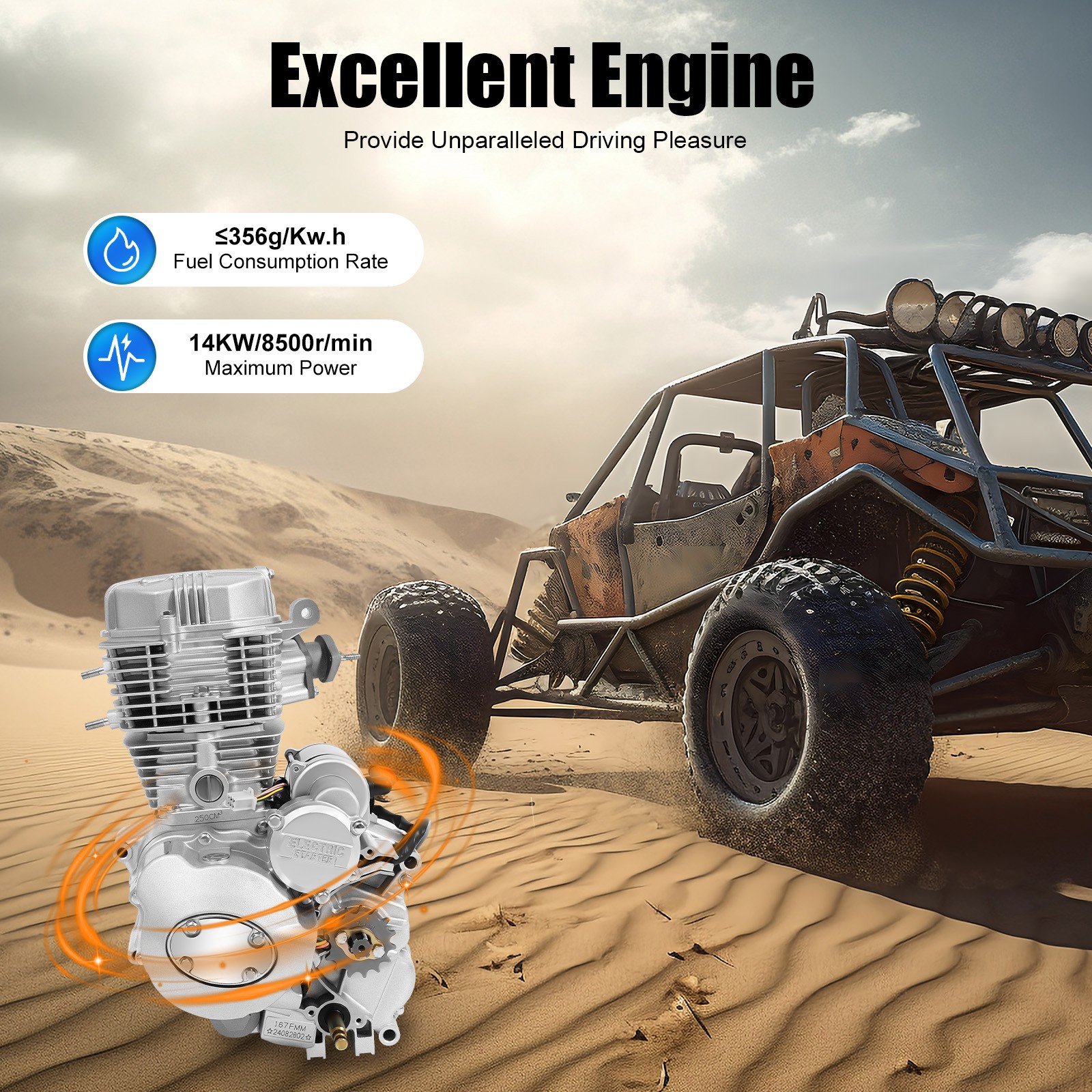 250CC 4 Stroke ATV Engine Motor Single Cylinder Engine CDI For ATV Quad Go Kart