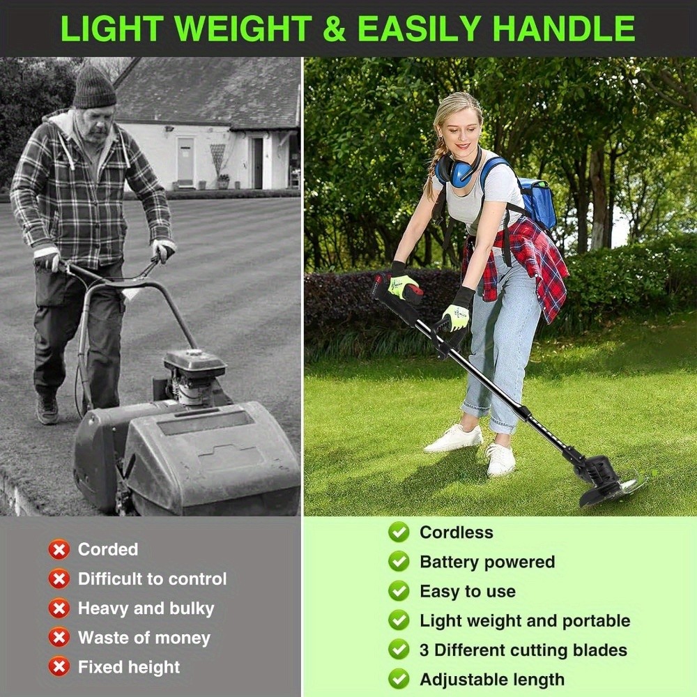2024 Upgraded Weed Wacker: 24V, 2X4.0Ah Battery, 3 – in – 1 with String Trimmer