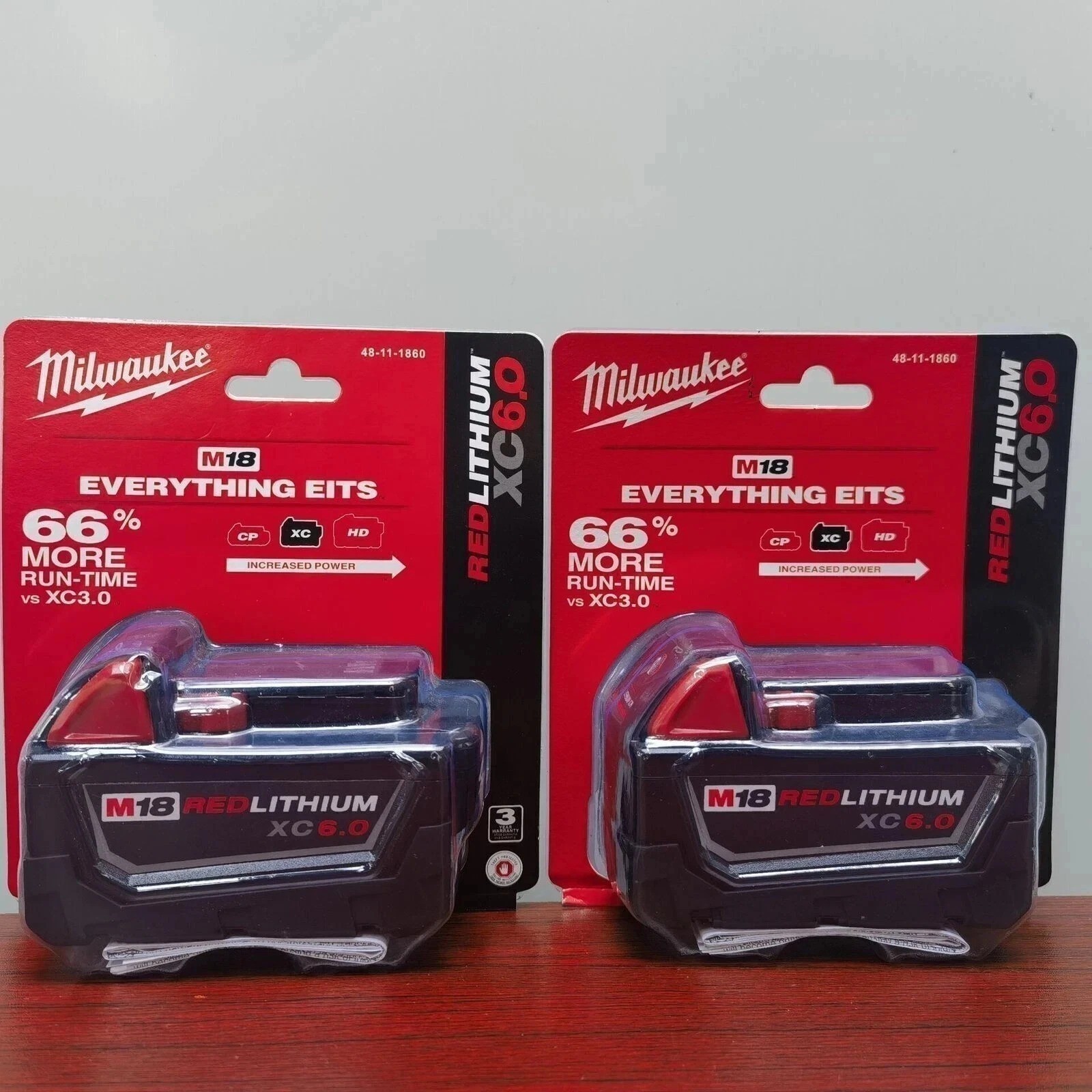 2 Pack New Milwaukee 48-11-1860 M18 HIGH OUTPUT 18V 8Ah XC8.0 Cordless Battery