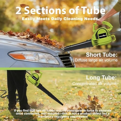 Electric Leaf Blower Corded, 7-Amp, 390CFM/ 210MPH, 2 Speed Modes, Green