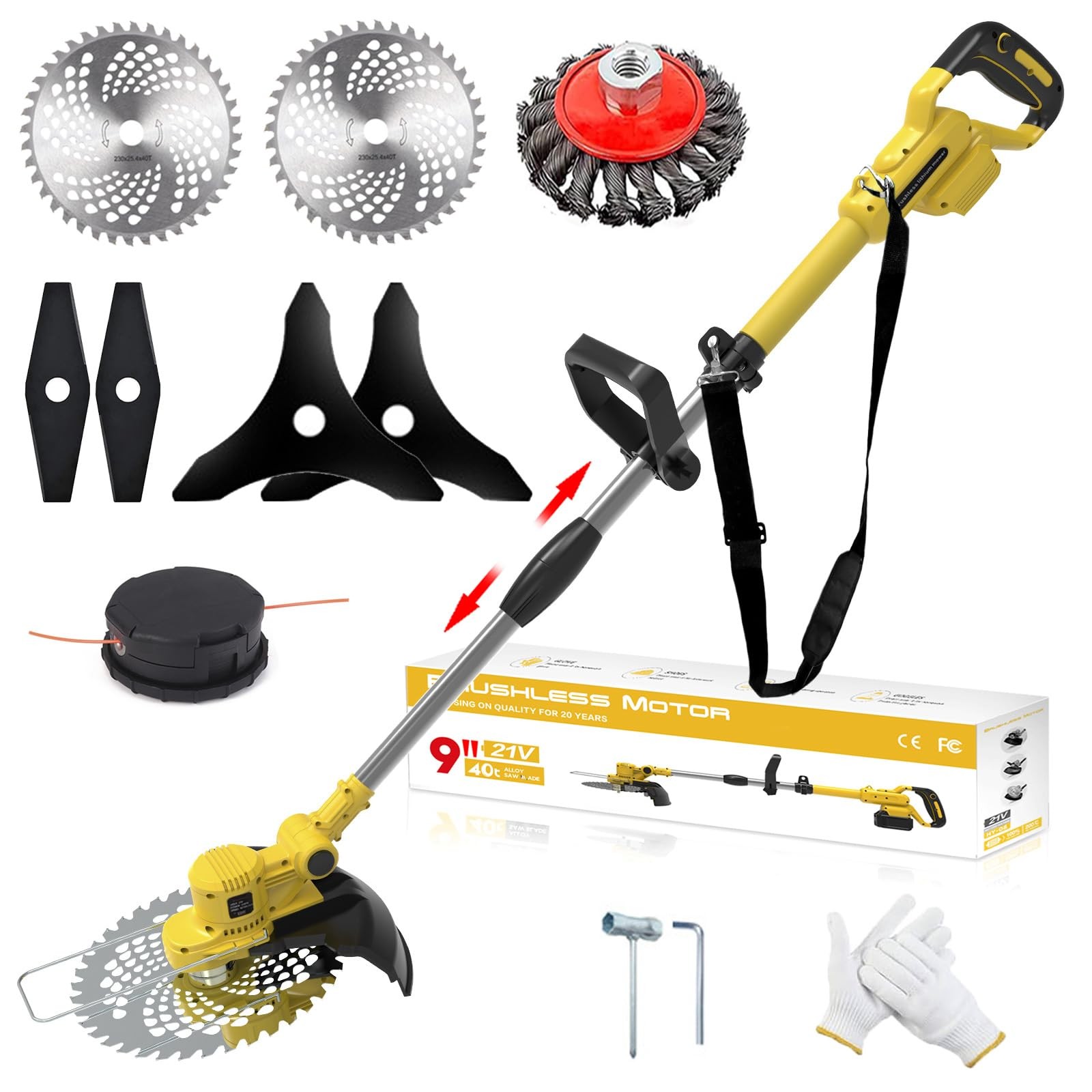 YEXLXLN Weed Wacker Cordless for Dewalt 20V MAX Battery, 4in1 Weed Wacker