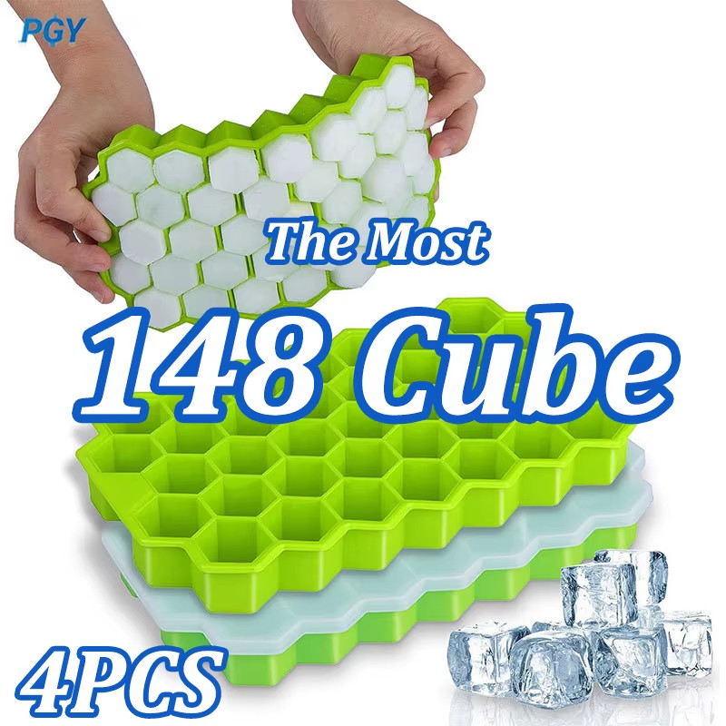 148-Cube Silicone Ice Tray Large-Capacity Reusable Ice Maker Mold with Lid