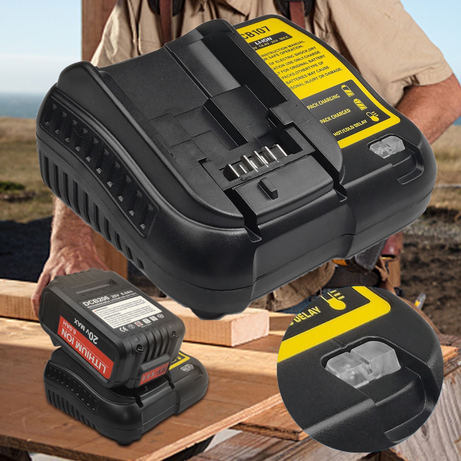 DCB107 Replacement for Dewalt 20V Battery Charger DCB101 DCB105 DCB115 DCB115