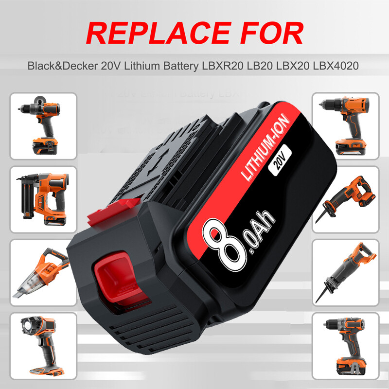 2PCS 8.0Ah 20Volt LB2X4020 Battery FOR Black&Decker 20V MAX Lithium LBXR20 LBX20