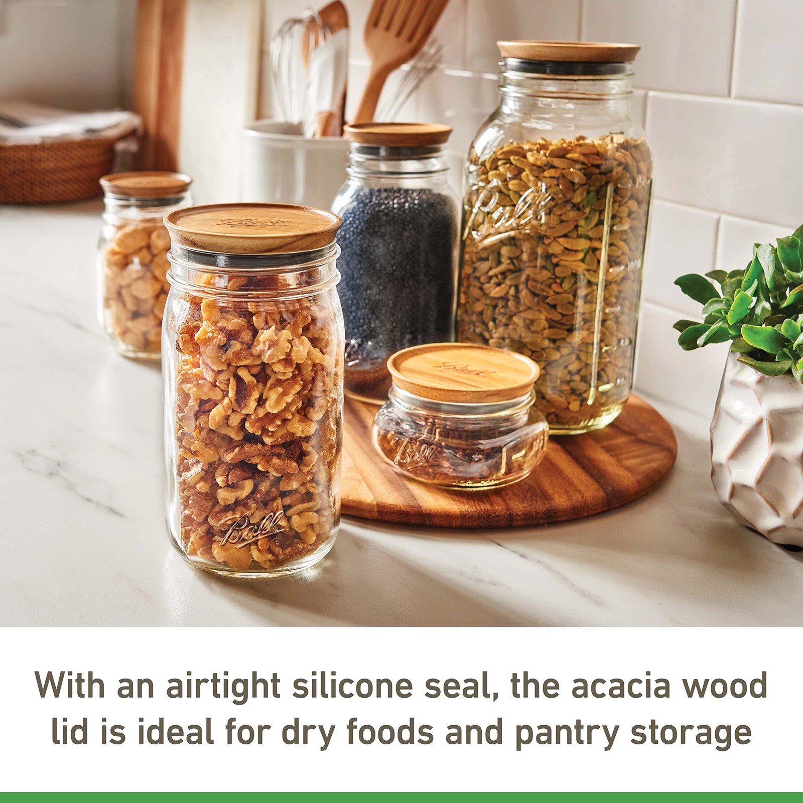 Jar Wooden Storage Lids 5 Pack Durable Replacement Lids for Wide Mason Jars