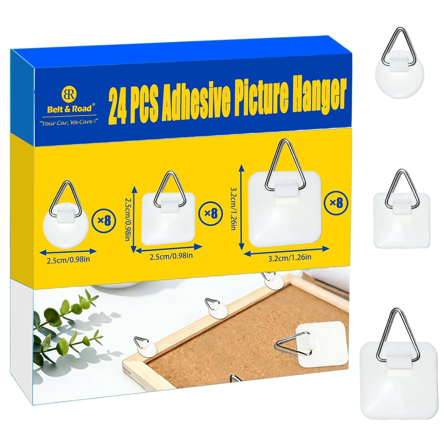 24 Pcs Adhesive Picture Hanger Foam Board Picture Hanging Hooks without Nails Pl