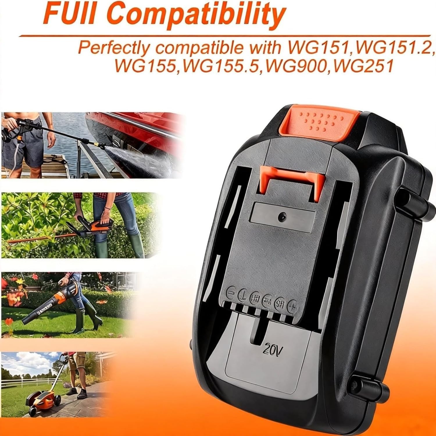 2PACK 8.0Ah For WORX 20V 8AH MAX Extend Lithium-Ion Battery WA3525 WA3575 WA3520