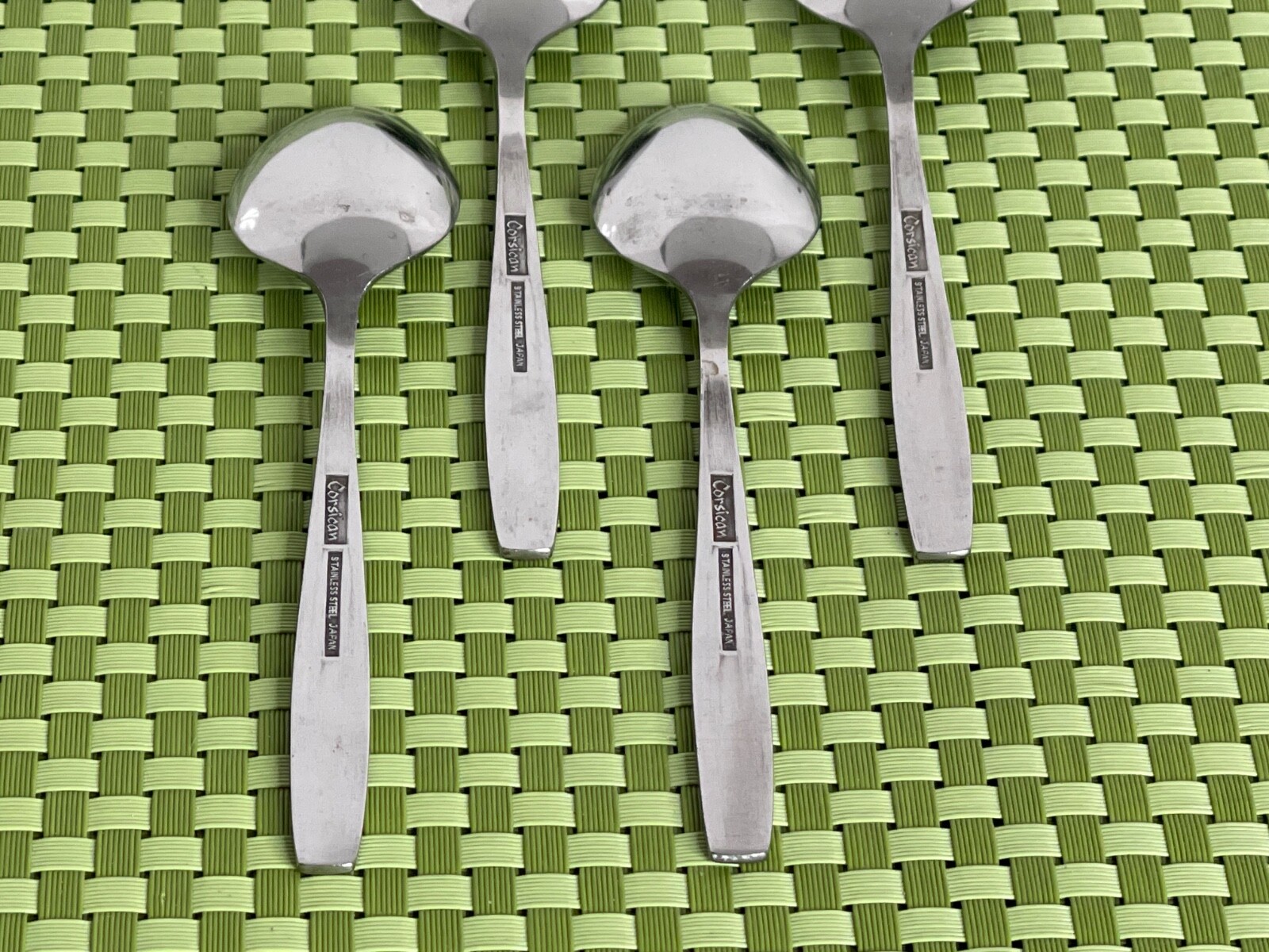 Unknown Manufacturer CORSICAN Stainless 4 Teaspoons Scrolls Black Flatware