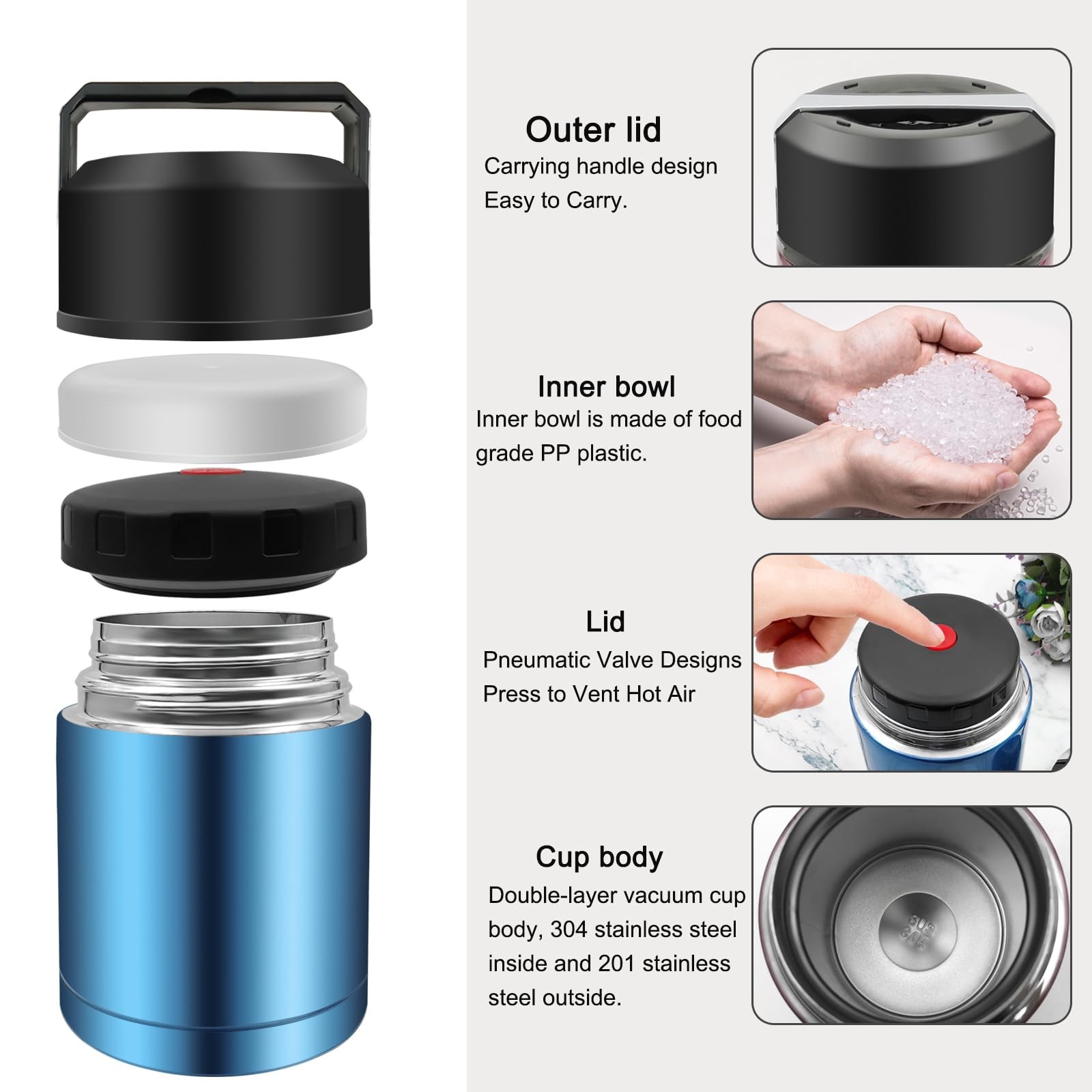 35Oz Soup Thermos, Stainless Steel Thermos for Hot Food, Wide Mouth Food Thermos
