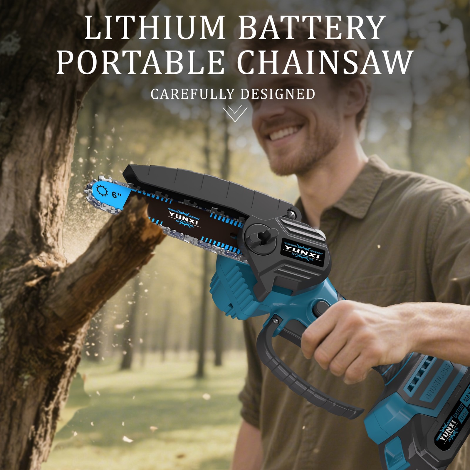6″ Mini Chain Saw, Portable Cordless Electric Lightweight Chainsaw with Battery