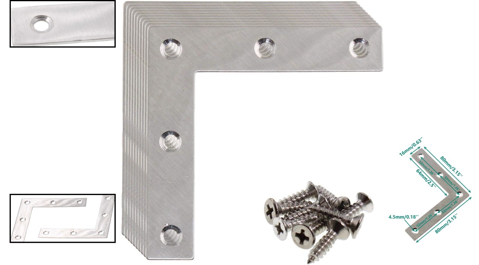 10-Pack Stainless Steel Corner Brace Set for Superior Furniture Support