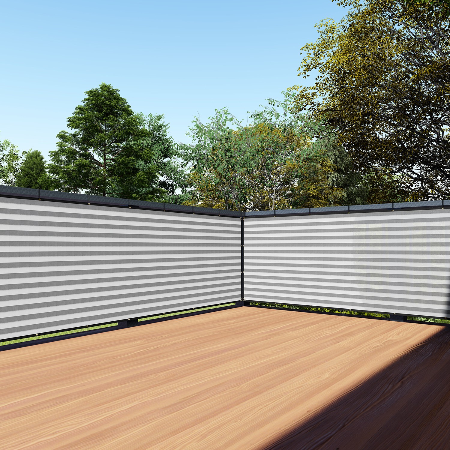 35in Tall Balcony Fence Privacy Screen Apartment Windshield Shade Gray Stripe