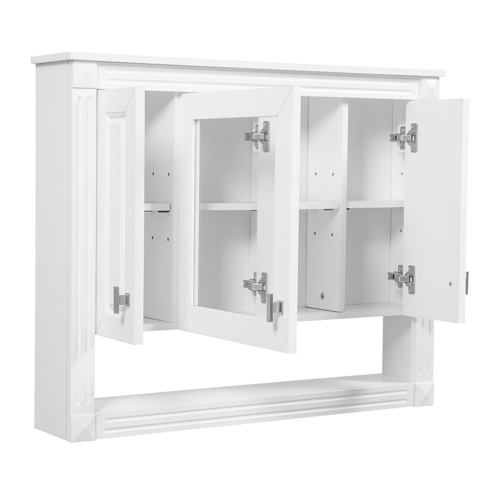 35in Bathroom Wall Cabinet w/Mirror,Wall Mounted Medicine Storage ,Open Shelf