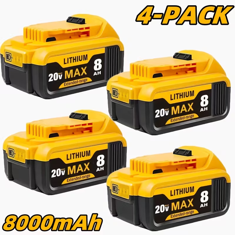 4-Pack 20V 8.0Ah Replacement Battery for Dewalt DCB200 DCB205 DCB206 Cordless