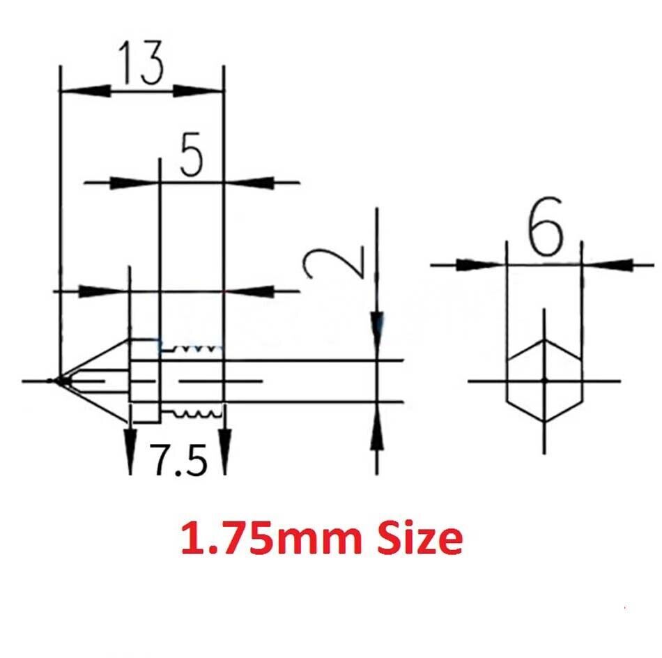 3D Printer 0.1-1.0mm Brass Mk8 Extruder Nozzle Print Heads For 1.75/3mm Makerbot