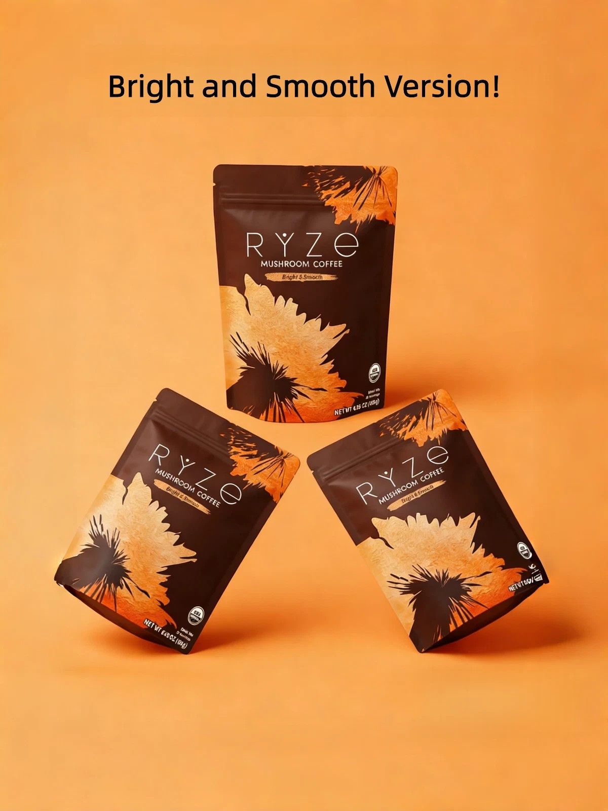 RYZE Mushroom Coffee 3-Pack (90 Servings) Instant Organic Coffee Free Shipping