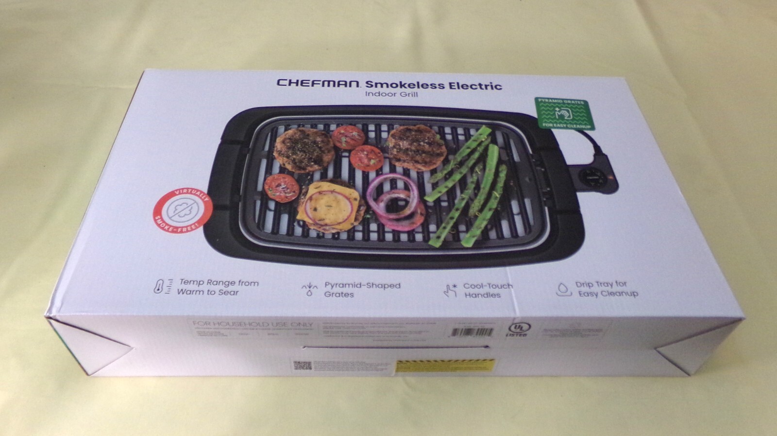Chefman Smokeless Indoor Electric Grill – Pyramid -Shaped Grates, Drip Tray