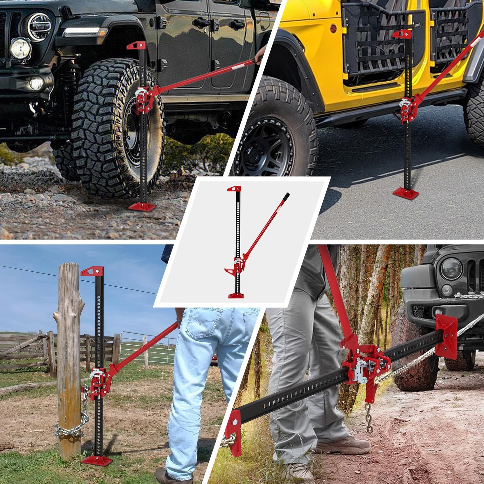 48″ Farm Jack, 3 Ton Capacity Ratcheting HeavyDuty Utility Lift for Truck, SUV