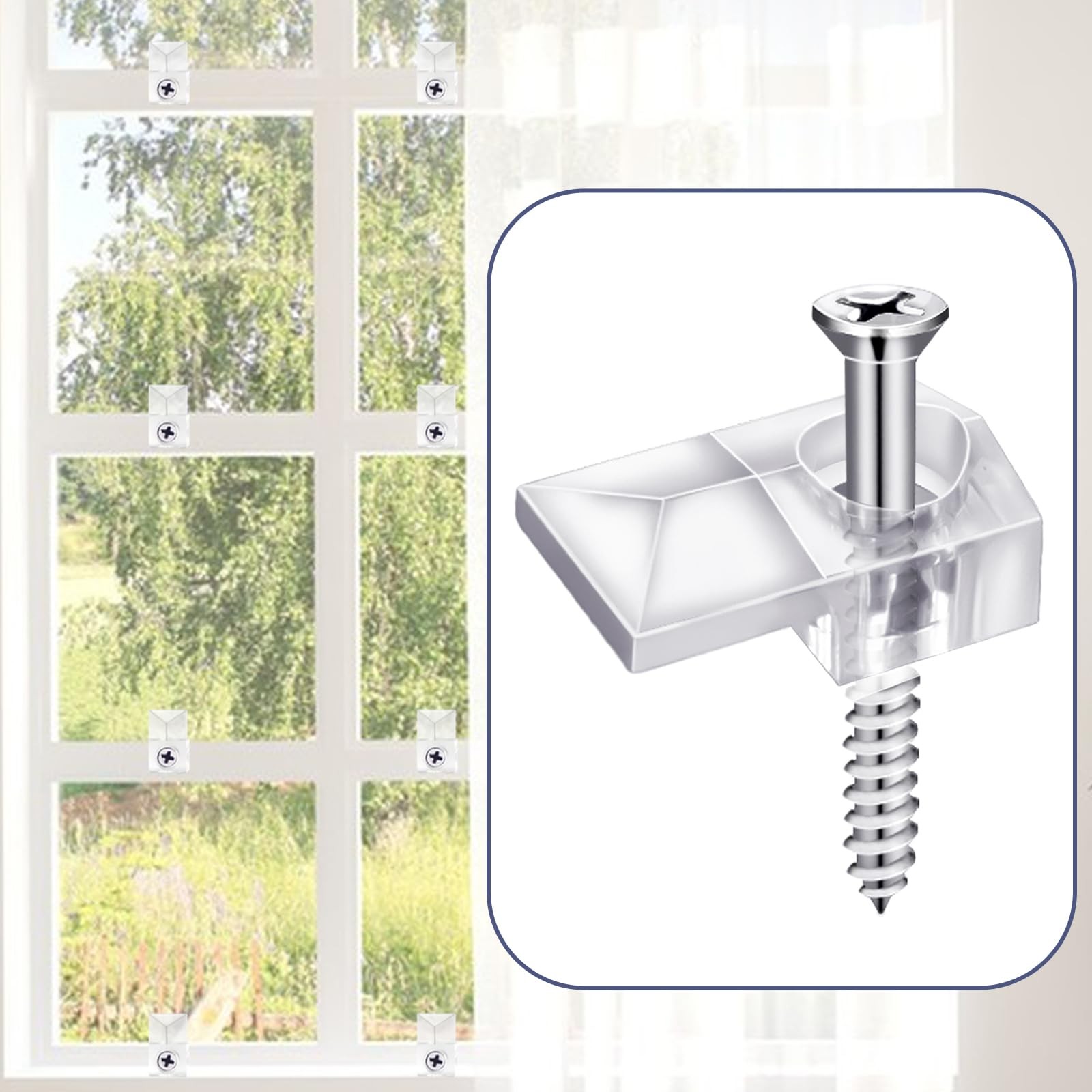 32PCS Clear Mirror Holder Clips Frameless Wall Mount Hardware with Screws