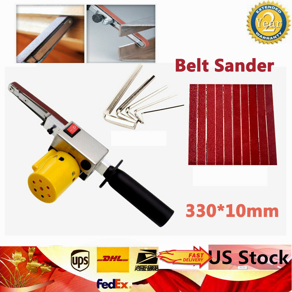 Handheld Electric Belt Sander Mini Grinder Small Machine with 10 Sanding Belts