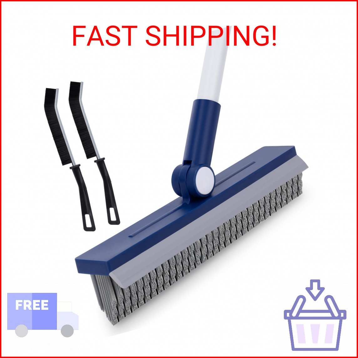IVYROLL Grout Brush with Long Handle, Grout Cleaner Brush for Tile Floors, Stiff