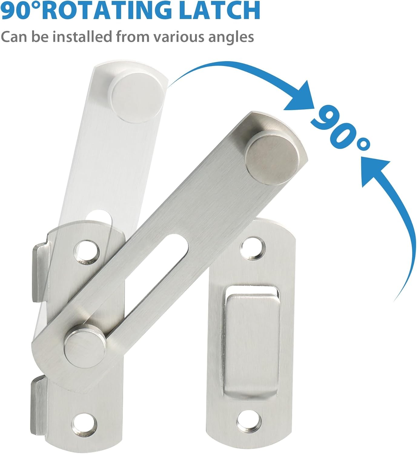 2PCS Heavy Duty Barn Door Lock 180°Flip Sliding Latch Lock Stainless Steel Matte