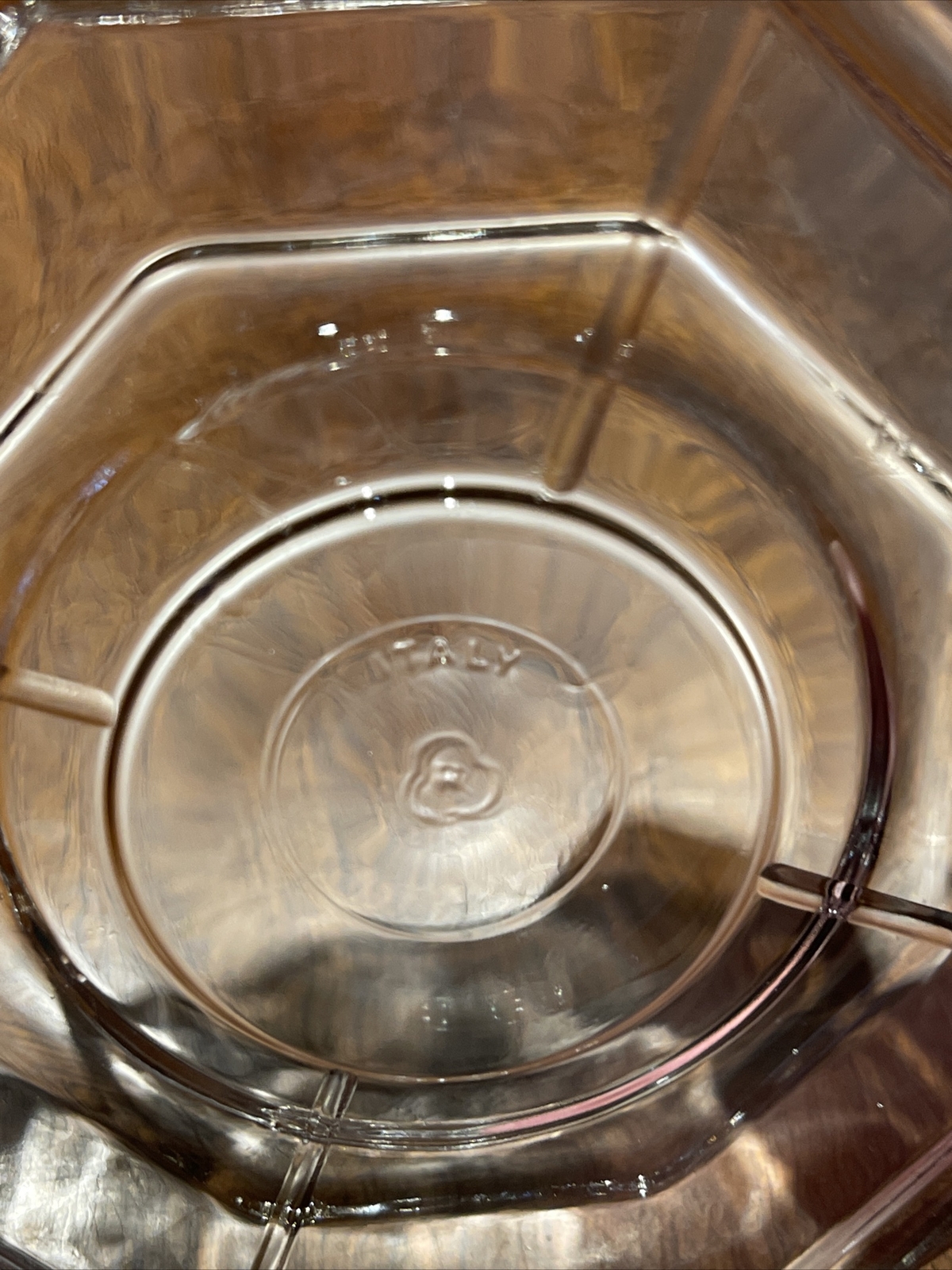 Lot of 4 Clear Octagon Shaped Saucers Textured Coasters Made In Italy