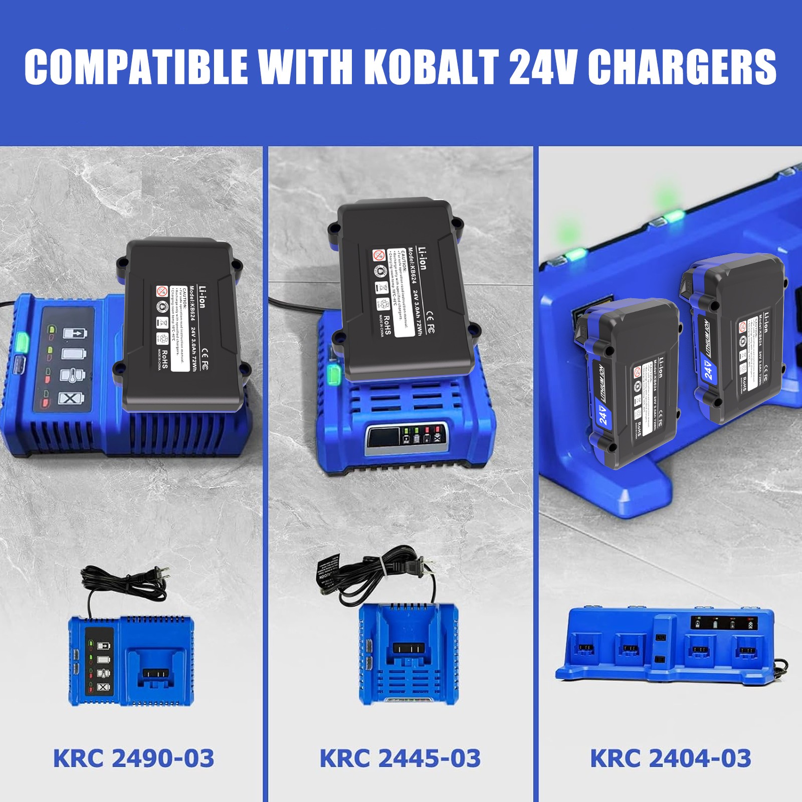 2 Pack 24V 3.0Ah for Kobalt 24 Volt Max Lithium-ion Battery KB624-03 KB524-03