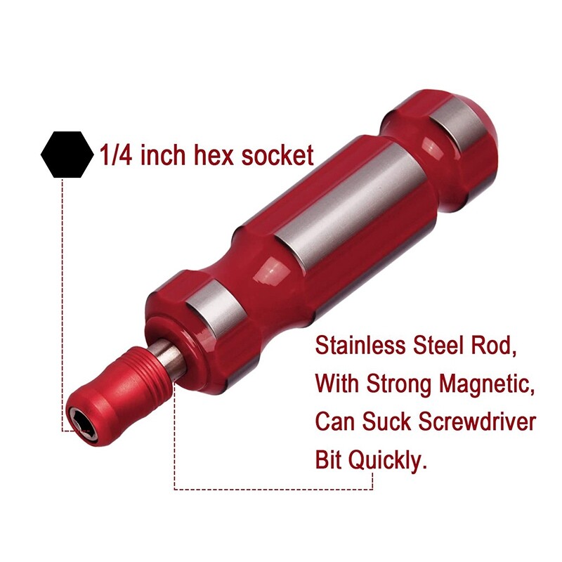 BROPPE 1/4″ Hex Quick Change Screwdriver Handle Heavy Duty Bits Holder Magnetic