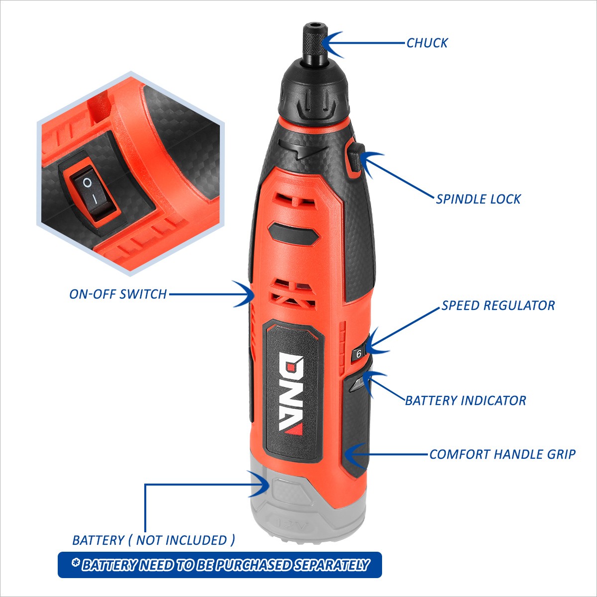 DNA Motoring 12V Electric Mini Grinder Set Grinding Polishing Drilling Tool Red