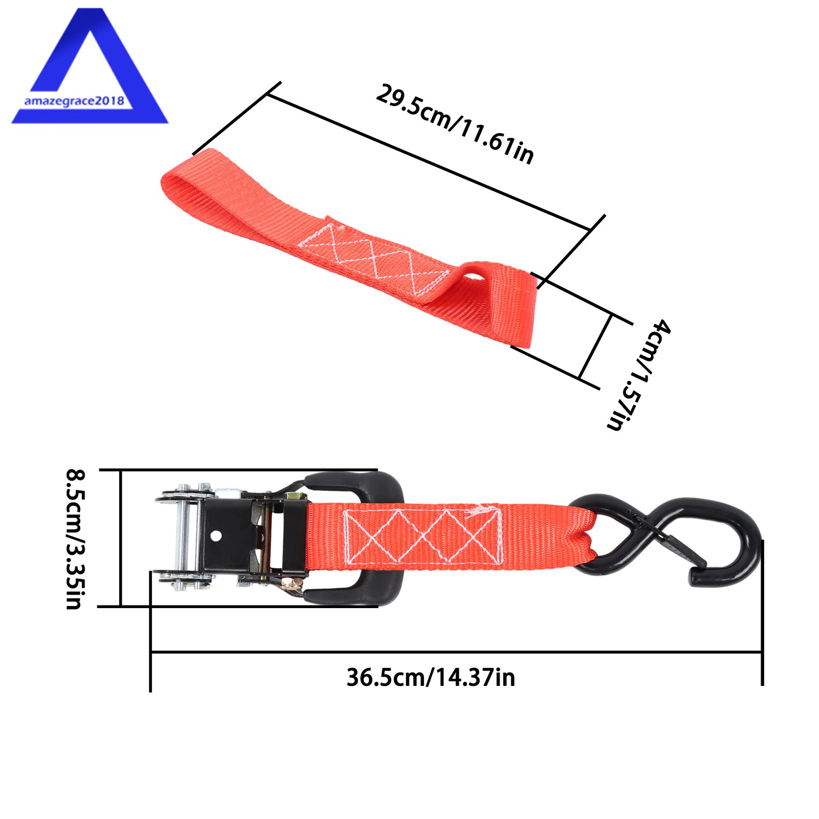 4 Pack 1.6″ × 15 Feet Heavy Duty Tie Downs 5208Lbs Ratchet Straps W/ S Hook Red