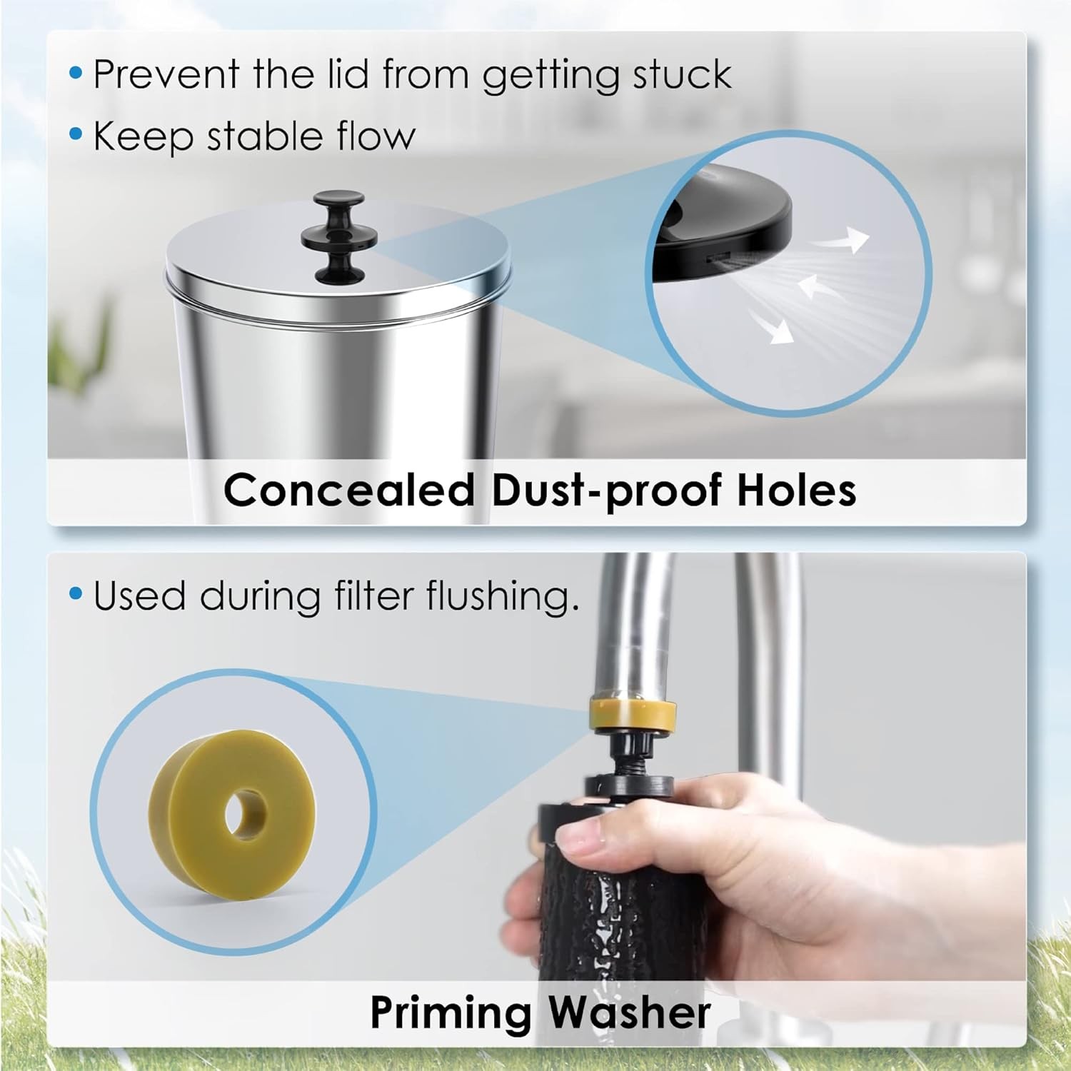 Waterdrop Gravity-fed Water Filter System, with 4 Filters, 2.25G Stainless-Steel