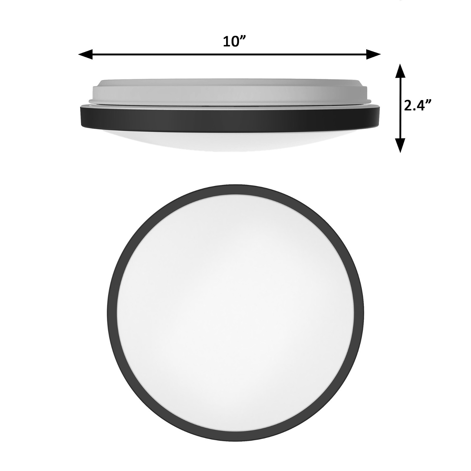 LED Flush Mount Ceiling Light 10 in. Matte Black Round Dimmable 4000K Daylight