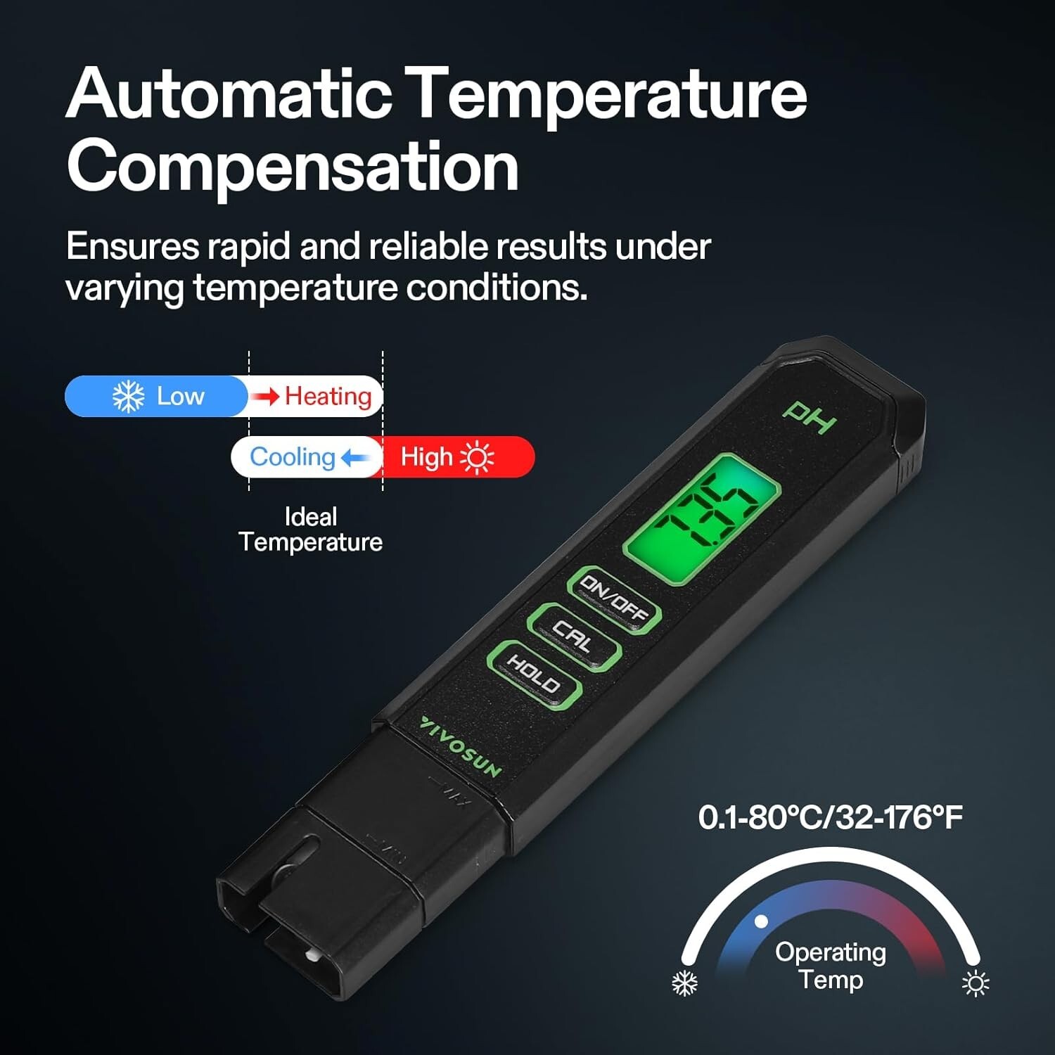 VIVOSUN Digital pH Meter, 0.01pH High Accuracy Pen Type pH Tester for Hydroponic