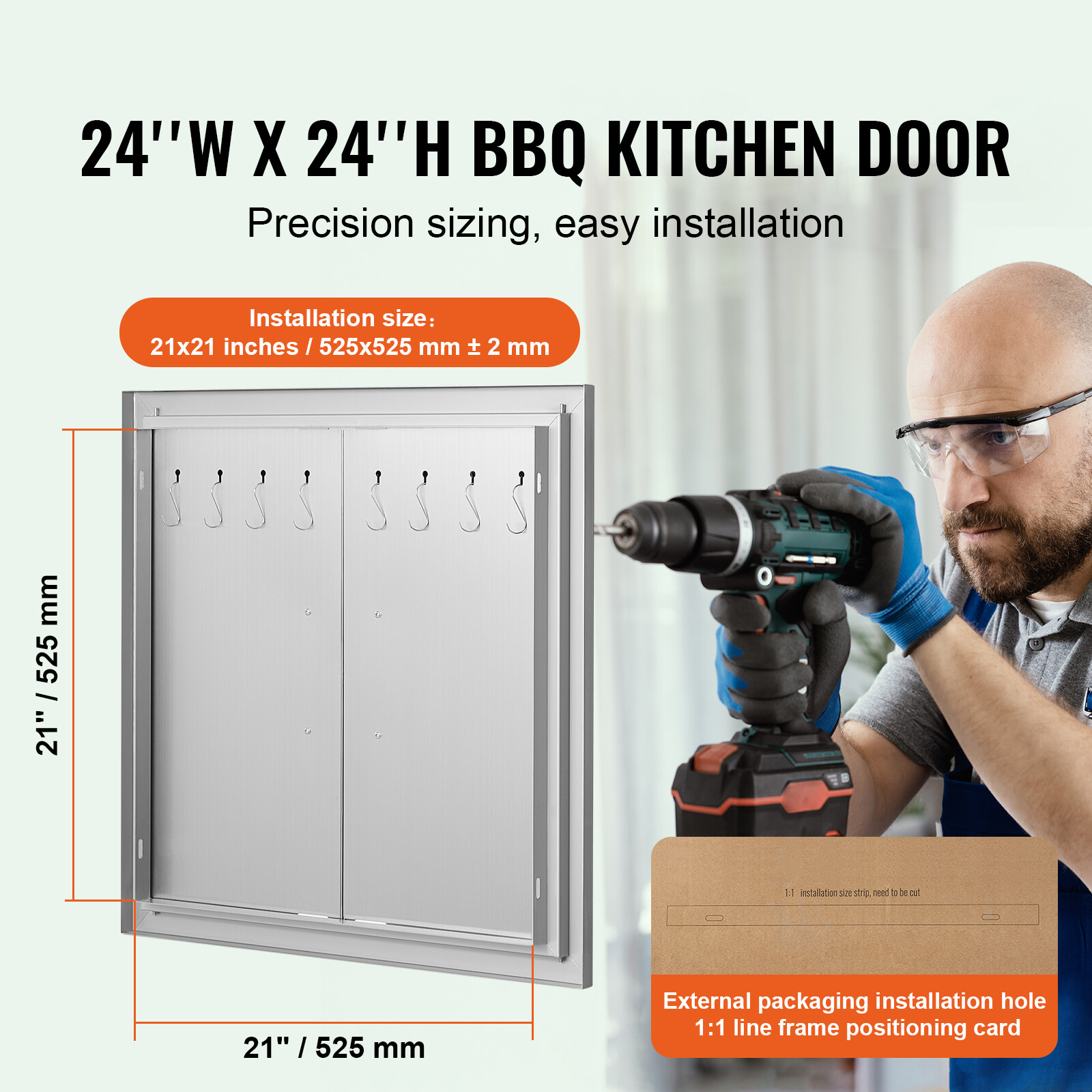VEVOR 24×24 Inch BBQ Island Access Door Outdoor Kitchen Door Stainless Steel