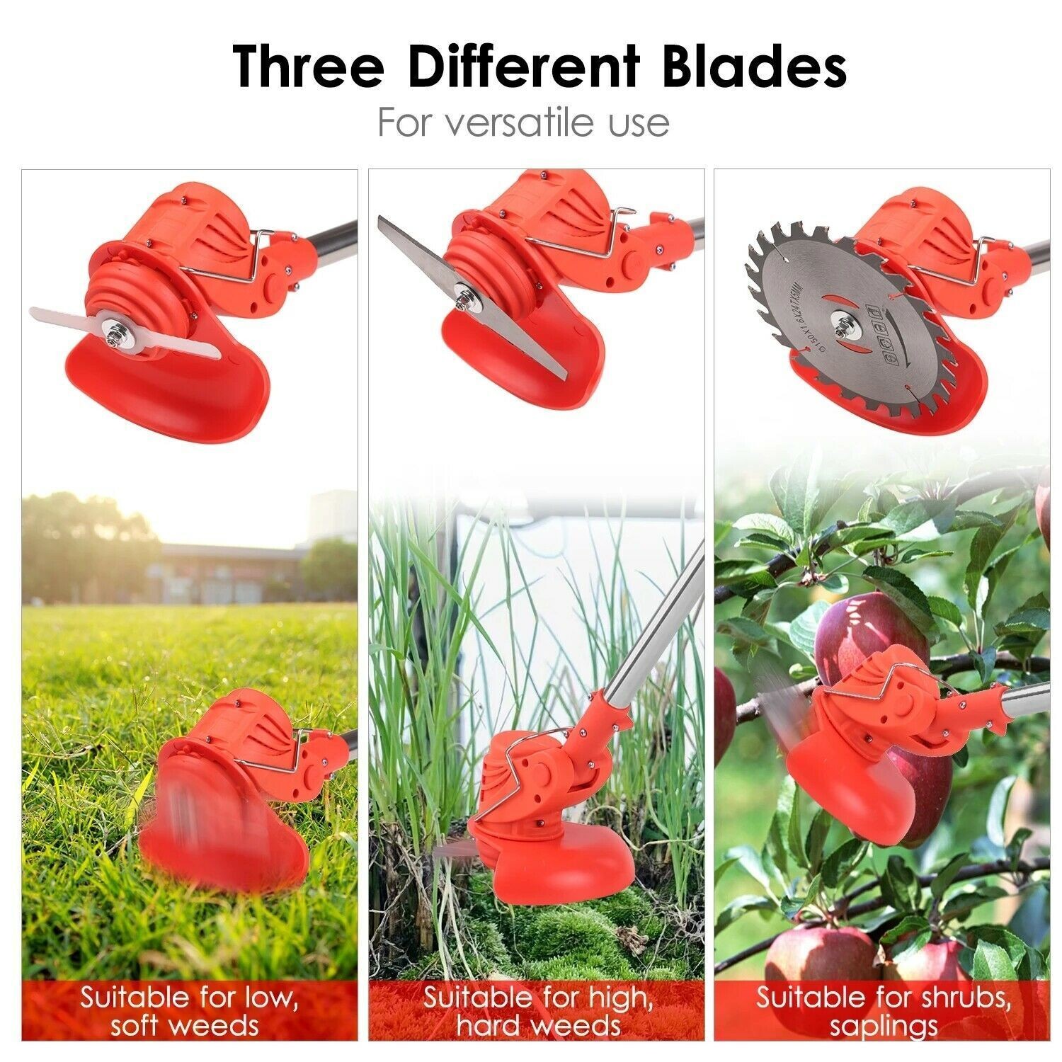 Electric Cordless Grass String Trimmer Lawn Edger Weed Wacker Cutter + 2 Battery