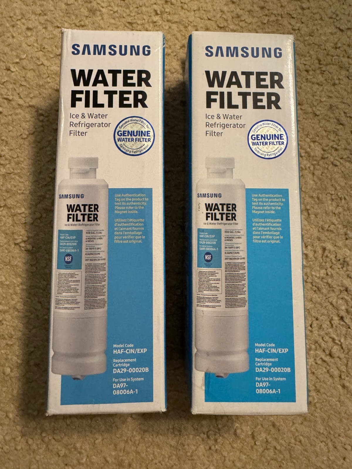 Samsung OEM DA29-00020B HAF-CIN/EXP Refrigerator Water Filter Genuine 2-Pack