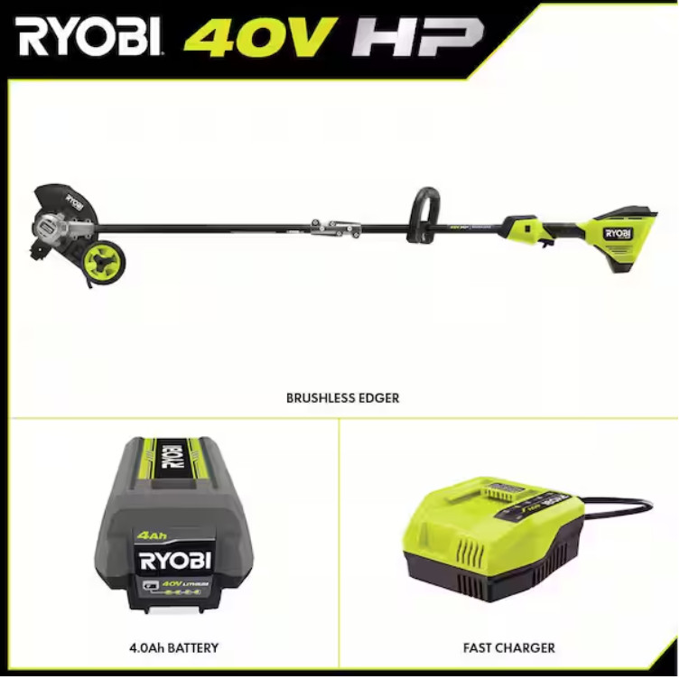 40V HP Brushless Stick Lawn Edger with 4.0 Ah Battery and Charger