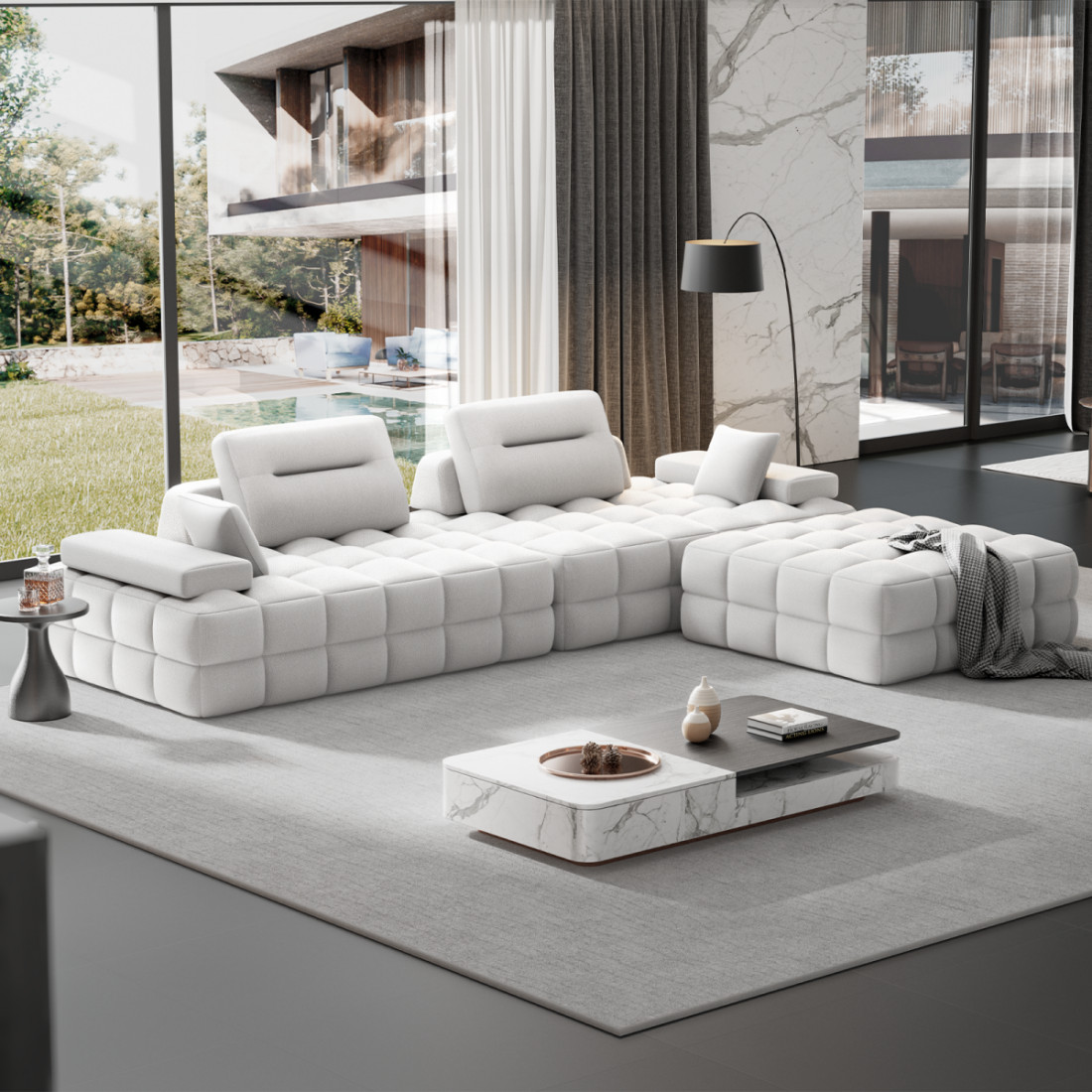 132” Modular Sectional Sofa Couch with Deep Seat L-Shape Couch for Living Room