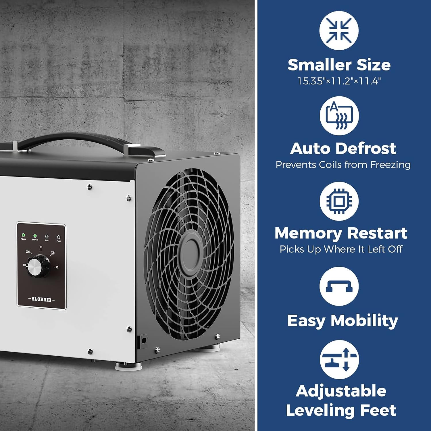 ALORAIR 70 PPD Crawl Space Dehumidifier with Drain Hose for Home and Basements