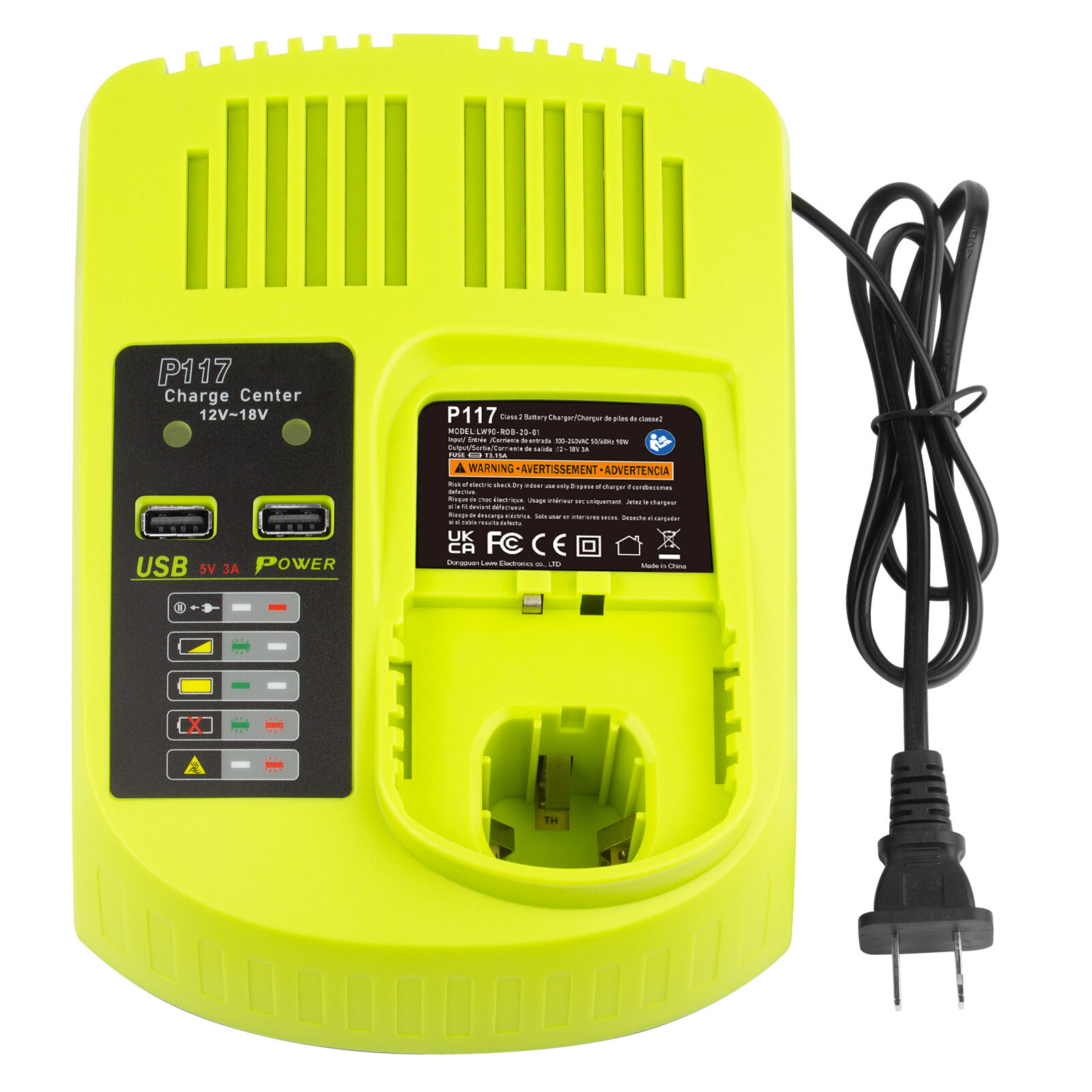 P117 For RYOBI P108 18V High Capacity P107 P103 18V Ni-Mh Li-ion Battery Charger