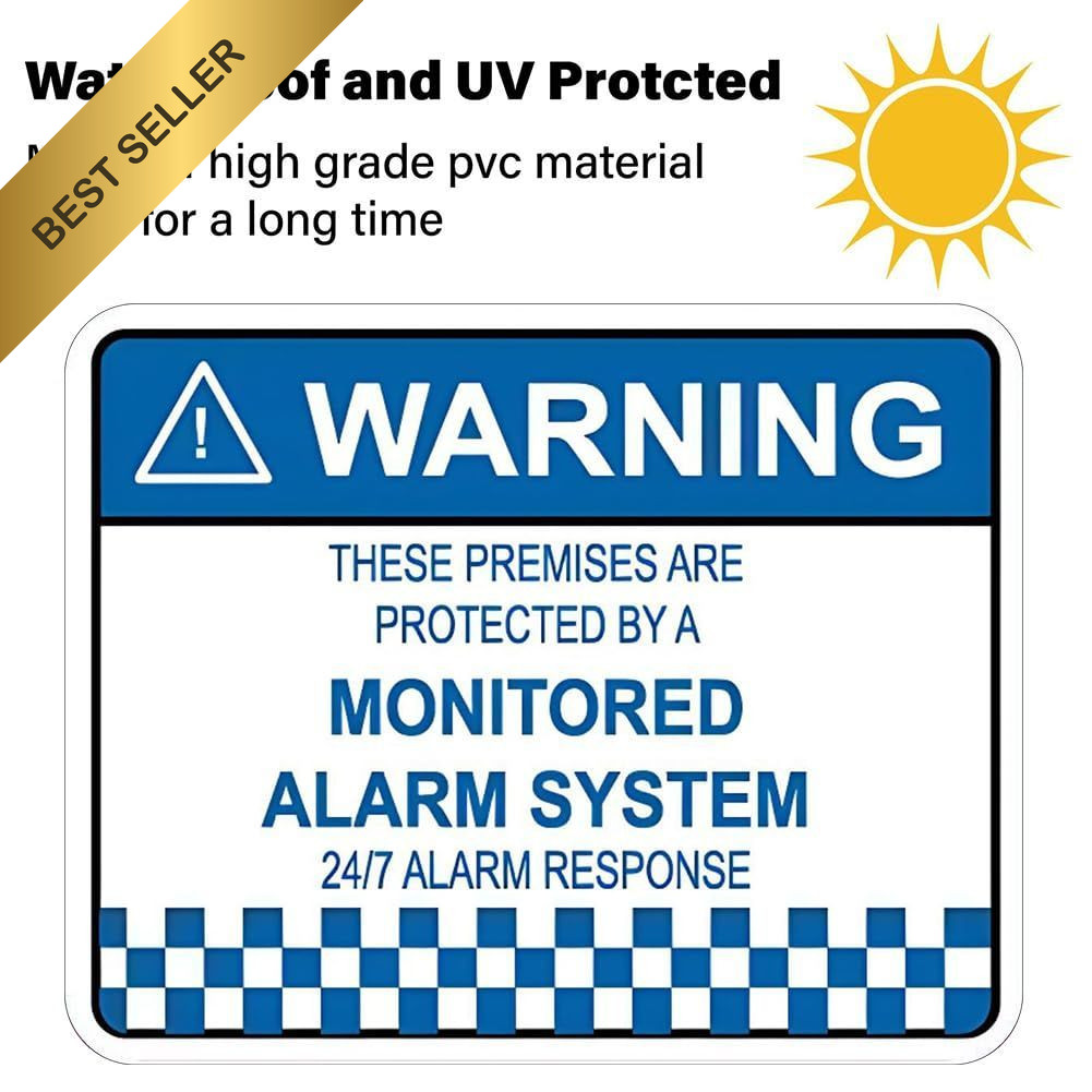 8 Pcs Security Alarm System Sign Waterproof Monitored Warning Sticker Decals