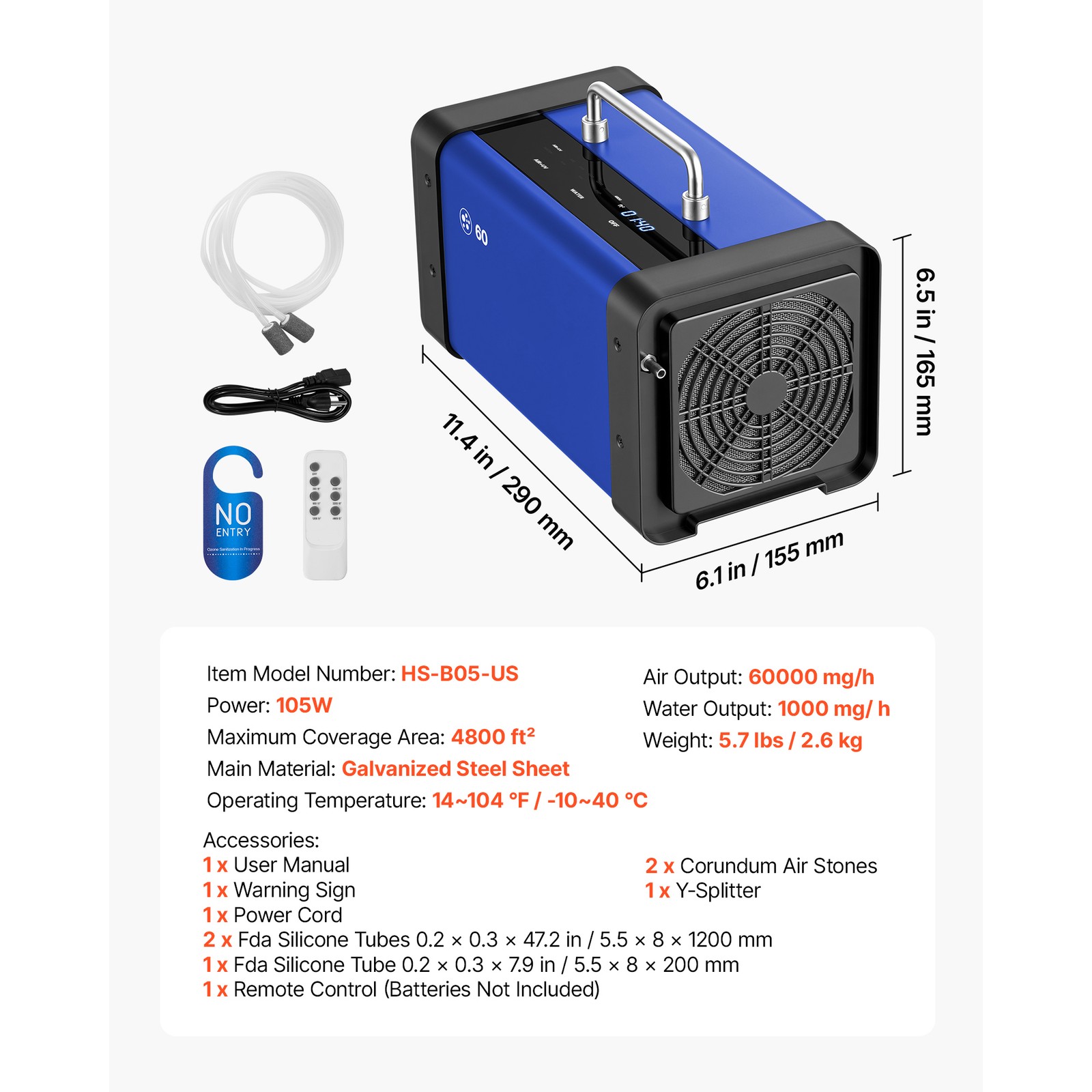 Uimoso 60000mg/h Commercial Ozone Generator for Odors and Large Spaces4800 sq.ft