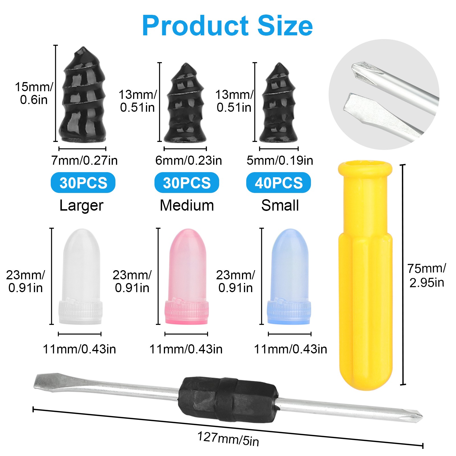 100Pcs Tire Repair Rubber Nails Tyre Puncture Repair Screws Kit with Screwdriver