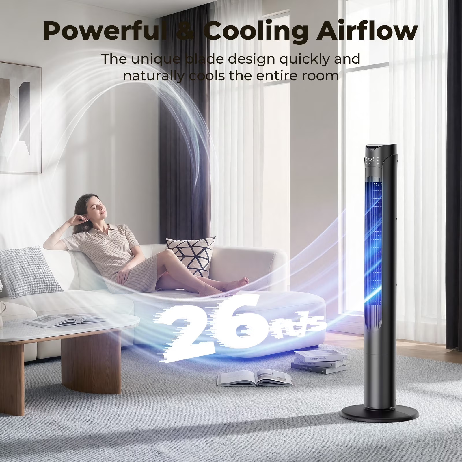 41″ Tower Fan Oscillating Quiet Cooling Floor Standing Fan w/ Remote 12H Timer