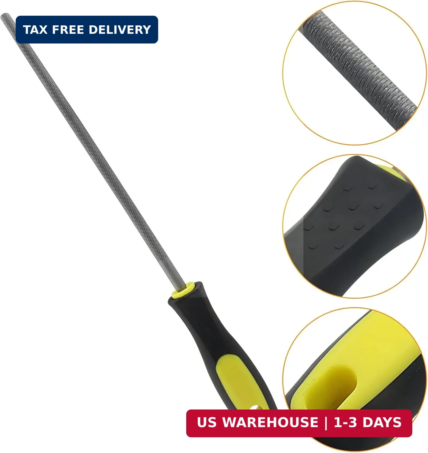 8 Inch Round File, Carbon Steel Rat Tail Metal File Tool Sharpener for Professio