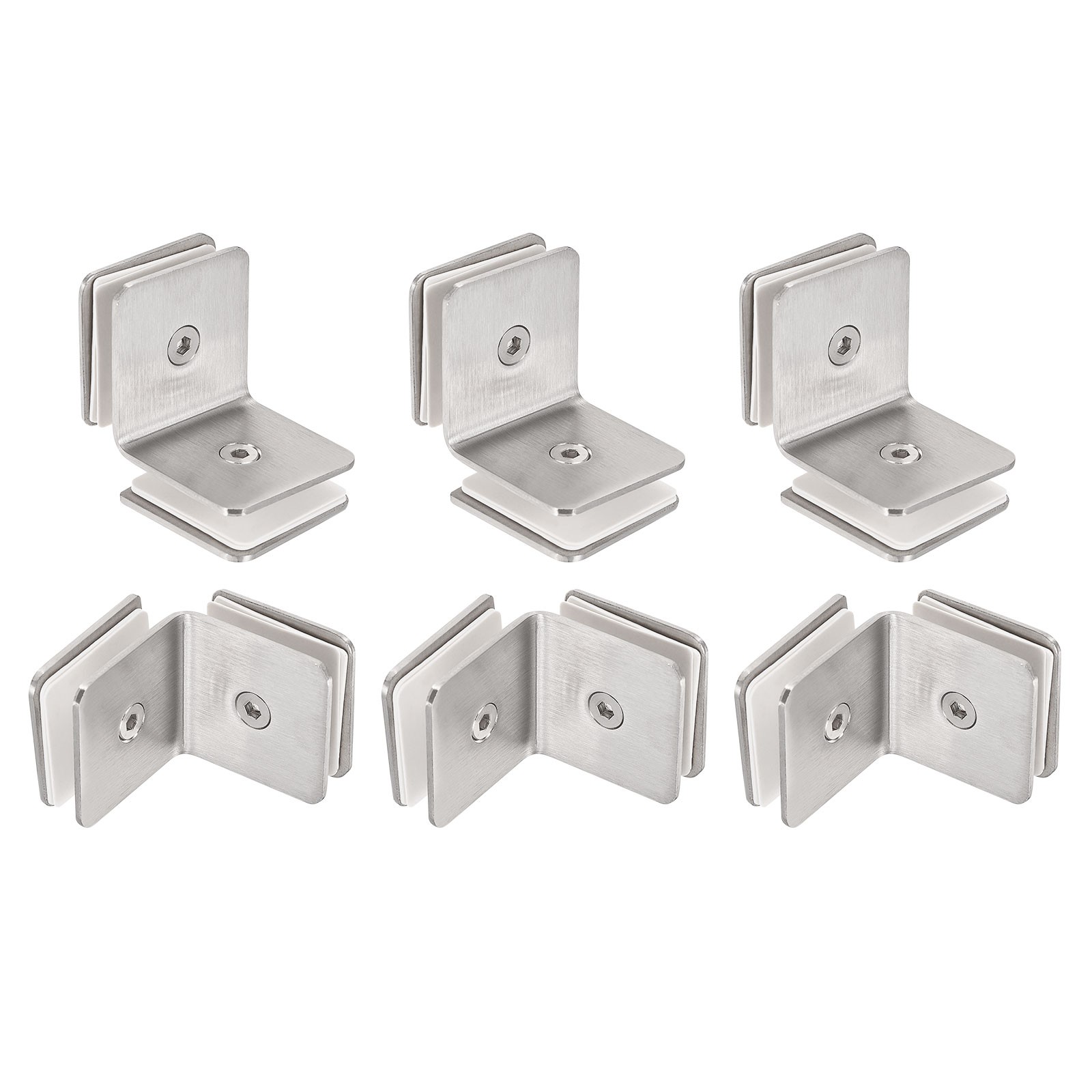 6pcs Stainless Steel 90 Degree Glass Clamp for 8-12mm Thickness Double Side